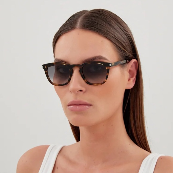 Saint Laurent NWT SL 28 Sunglasses in Dark Tortoise Brown - Picture 1 of 9